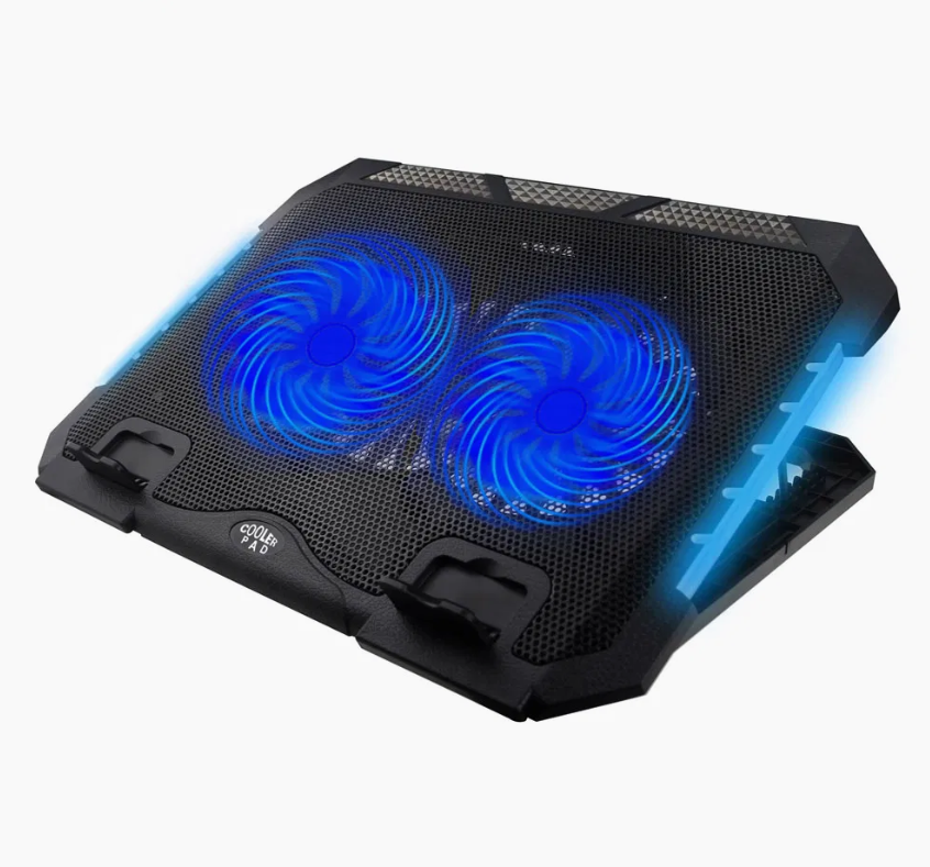 Dual Fan RGB Laptop Cooling Pad with Adjustable Speed Control