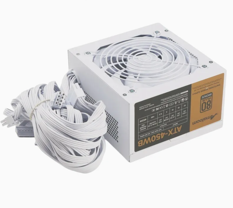 80 Plus Bronze 450W ATX Power Supply with White Sleeved Cables